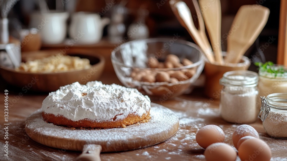 Cooking Cake on the Table with Baking Ingredients Cooking Cake on the Table with Baking Ingredients