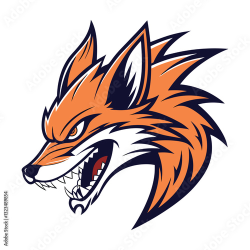 A fierce stylized fox head logo design