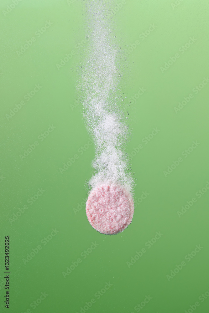custom made wallpaper toronto digitalEffervescent Tablet Fizzing in Water on Green Background