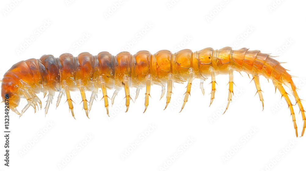 Fototapeta premium Realistic Myriapod Silhouette - Side View Transparent PNG