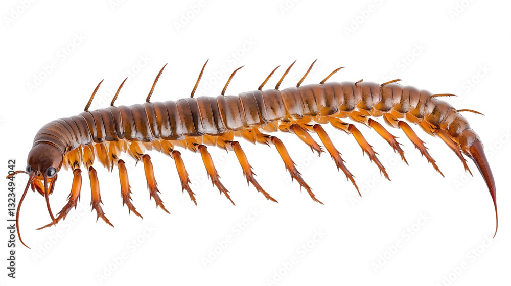 Obraz premium Sharp and Clear Centipede Side View - Isolated on White