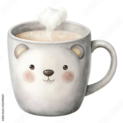 Kawaii coffee mug World Sleep Day Kawai Element Clipart Watercolor 