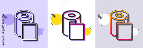 Paper wallpaper line icon. Halftone dotted pattern. Gradient icon with grain shadow. Paper towels sign. Cling film roll symbol. Line paper wallpaper icon. Various designs. Vector