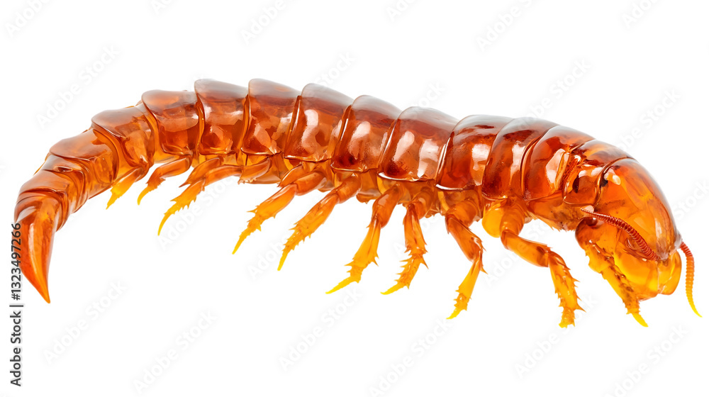 Fototapeta premium Detailed Arthropod: Side View of a Centipede PNG