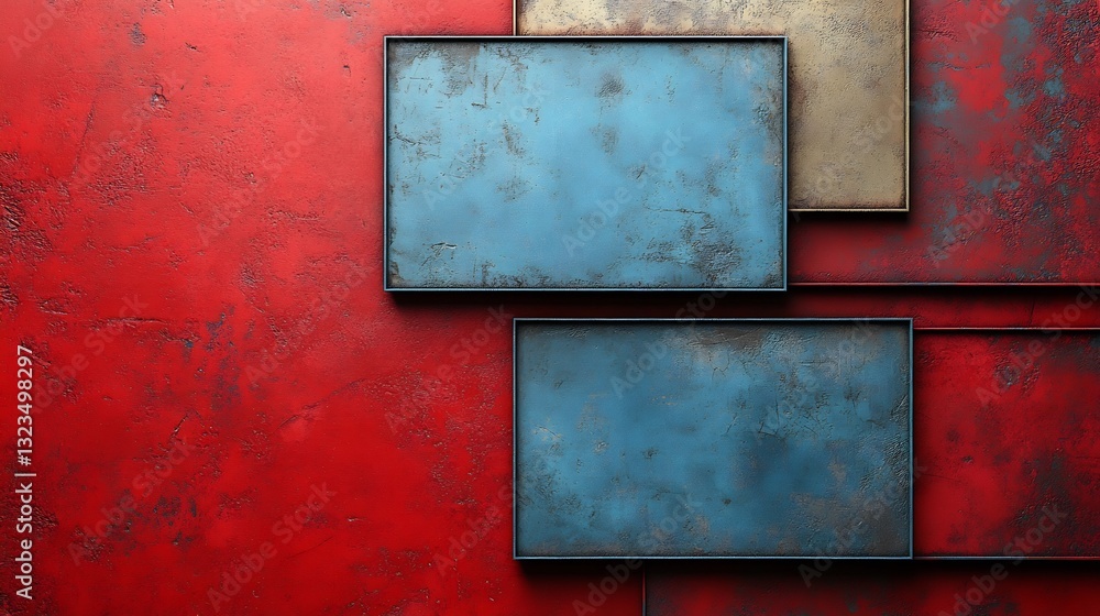 Abstract Red Blue Rectangles Overlapping Wall Art. AI Generated Abstract Red Blue Rectangles Overlapping Wall Art. AI Generated