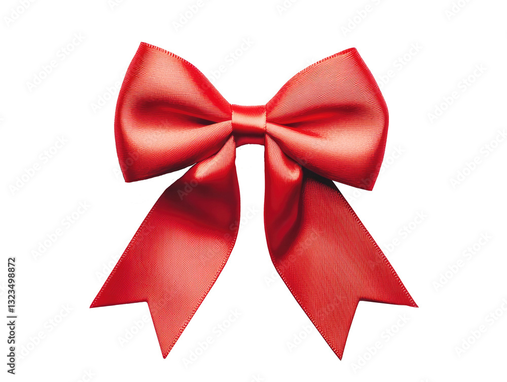 Bright red satin bow tied beautifully for special occasions or gift wrapping, cut out on transparent background Bright red satin bow tied beautifully for special occasions or gift wrapping, cut out on transparent background