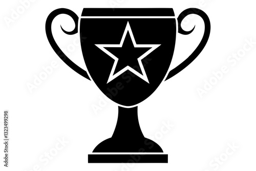 Trophy cup with star silhouette vector design.