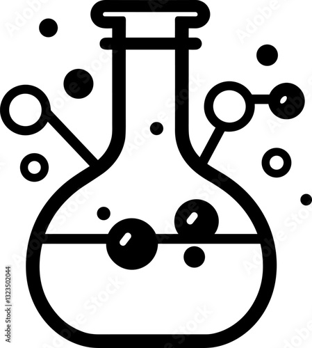 Science Lab Flask with Molecules - A Vector Illustration for Chemistry, Research, and Experimentation