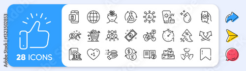 Chemical hazard, Pin marker and Food delivery line icons. Interest rate, AI generate, Inflation icons. Pack of Sunscreen, Bitcoin mining, Water drop icon. Vector