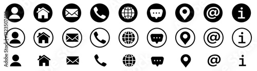 Contact us icon,Contact and Communication Icons.Business card contact information icon set