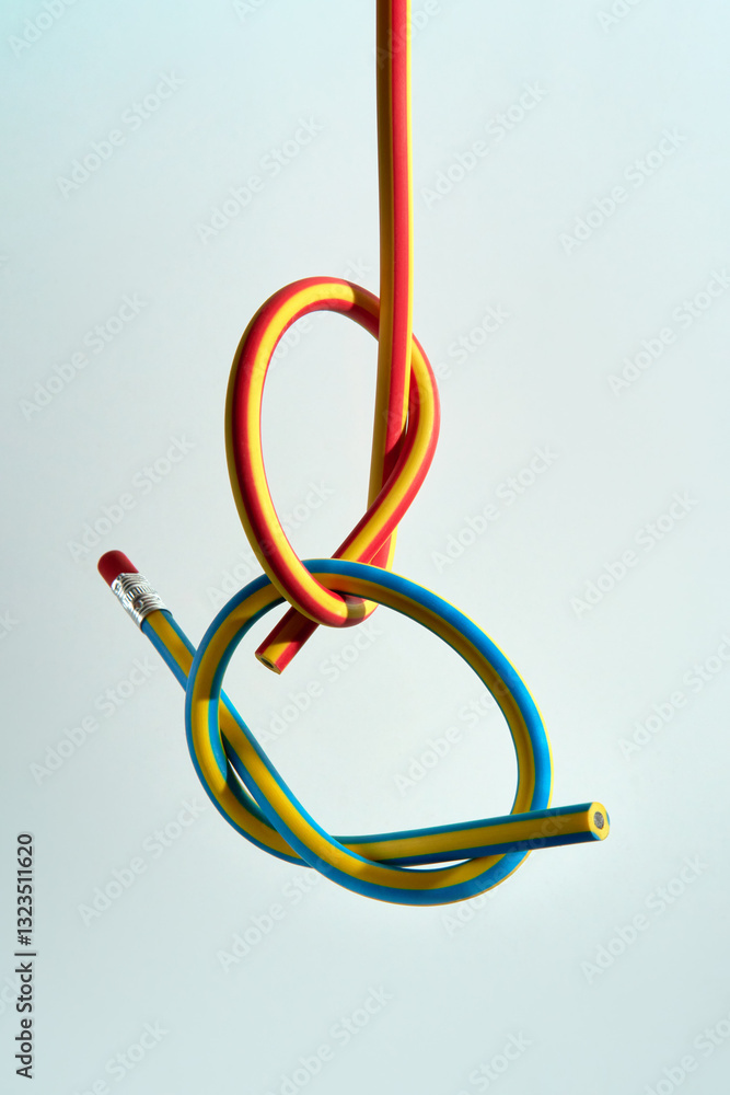 Abstract still life with flexible pencils on a light background. Abstract still life with flexible pencils on a light background.