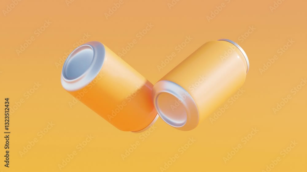 Abstract 3D Monochromatic Animation with Two Orange Aluminum Beverage Cans on a Vibrant Orange Background – Seamless Loop Visual for Product Advertising, Modern Branding, and Creative Packaging Design Abstract 3D Monochromatic Animation with Two Orange Aluminum Beverage Cans on a Vibrant Orange Background – Seamless Loop Visual for Product Advertising, Modern Branding, and Creative Packaging Design