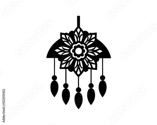 creative details floral wind chime icon vector illustration 