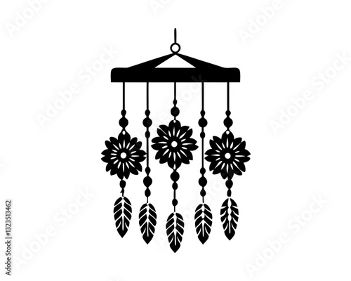 creative details floral wind chime icon vector illustration 