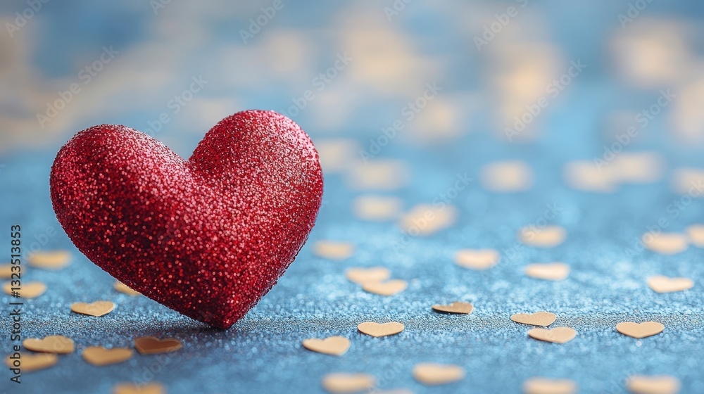 Fototapeta premium Striking red heart object set against a bold blue background creating a dynamic visual contrast