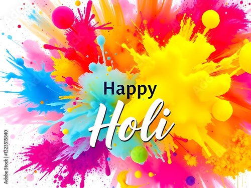 Vibrant Happy Holi Festival Colors Explosion Digital Art