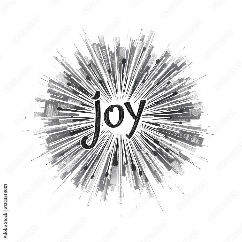 Obraz premium Radiant Joy Burst: An artistic depiction of the word 