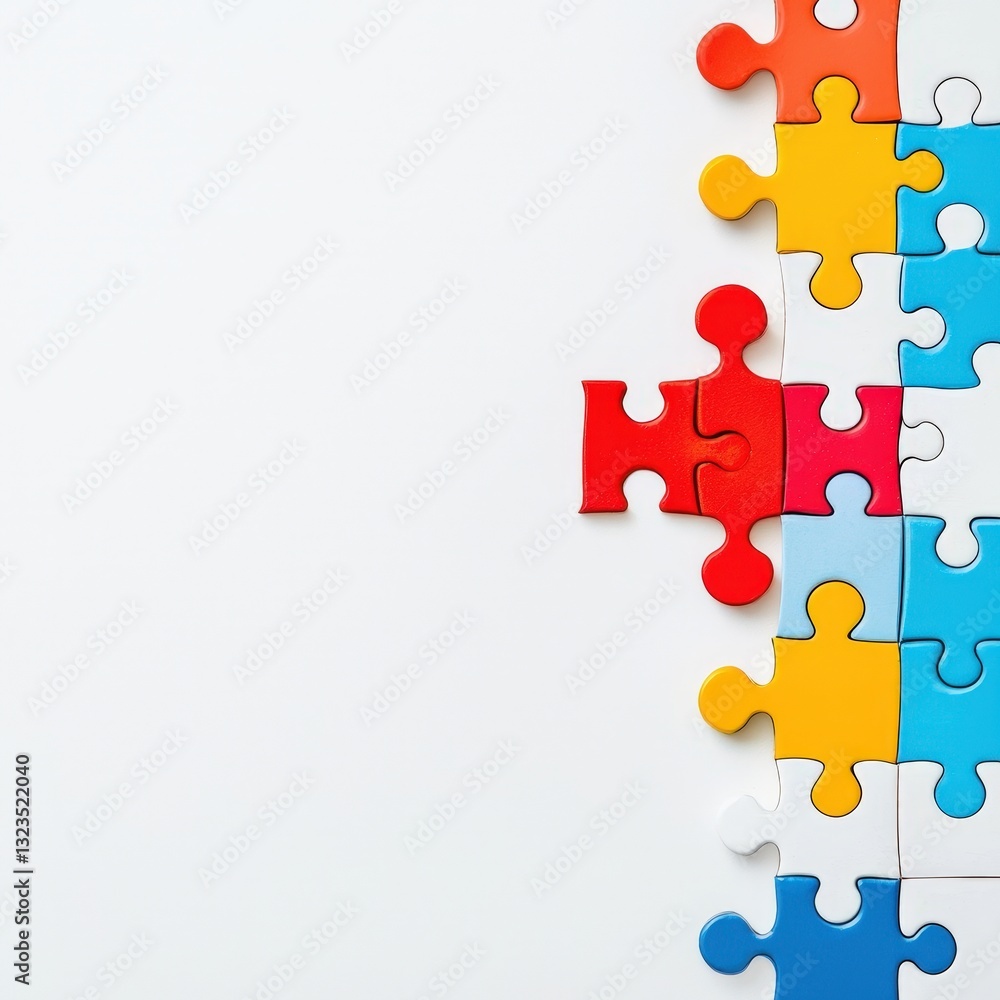 Fototapeta premium A brightly colored puzzle piece showcasing an intriguing design for engaging games and activities