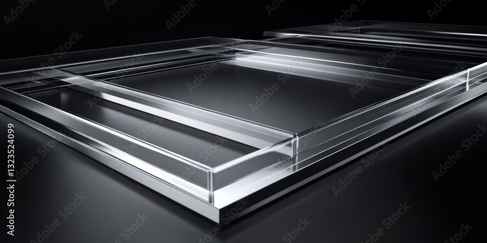 Sleek, transparent glass tray with a modern, minimalist design. Sleek, transparent glass tray with a modern, minimalist design.