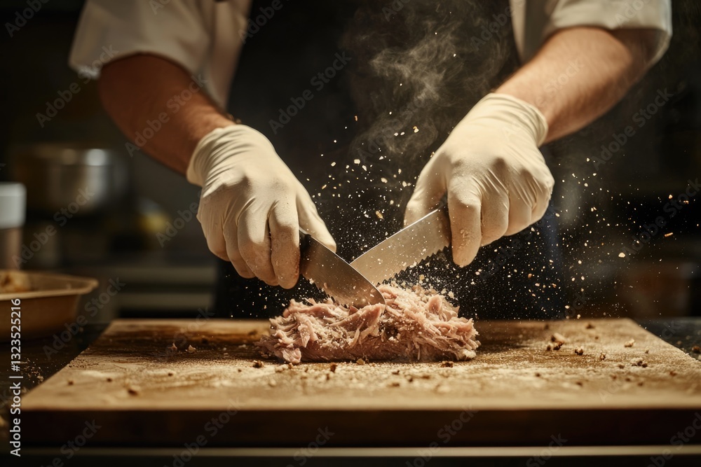 custom made wallpaper toronto digitalCutting Tender Meat With Precision in a Professional Kitchen During Meal Preparation