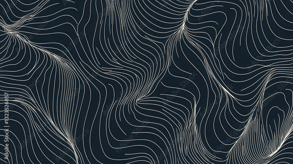 Fototapeta premium Abstract dark background with flowing white lines.