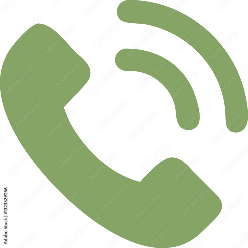 simple green phone icon with curved signal waves simple green phone icon with curved signal waves