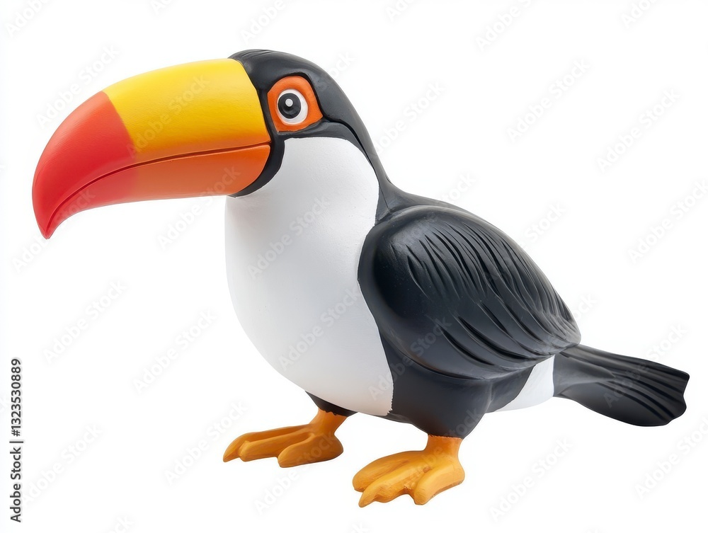 Obraz premium Colorful Toucan Figurine on White Background