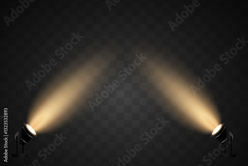 Stage spotlight, stage beam. Illuminated stage.Vector illustration.