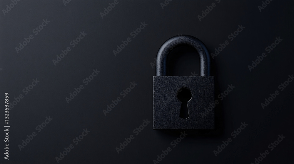 A simple matte black padlock isolated on a dark background symbolizing security privacy and protection in a minimalist style
A simple matte black padlock isolated on a dark background symbolizing security privacy and protection in a minimalist style