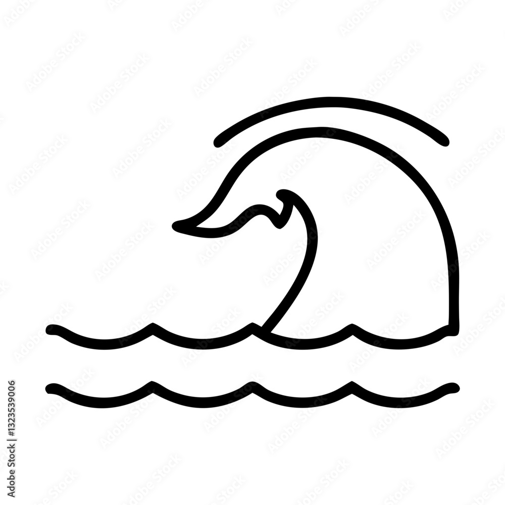 Obraz premium Tsunami or high wave icon illustration in minimalistic design representing natural phenomenon