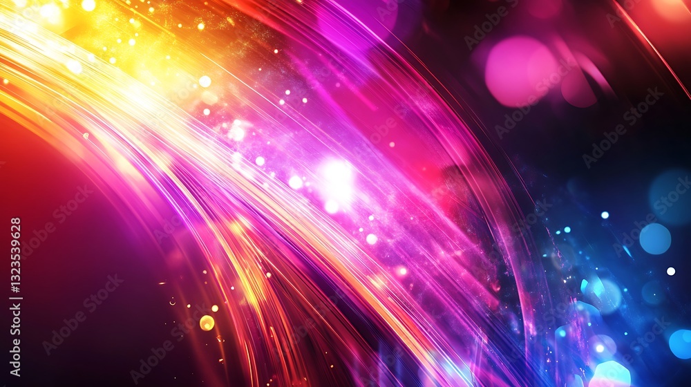 Fototapeta premium Abstract Background: Vibrant Light Streaks with Bokeh Effects - Modern, Colorful, and Dynamic Design for Digital Projects.