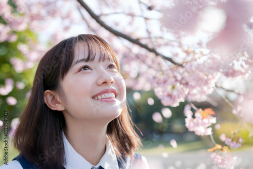 桜と女子高校生 Generative AI