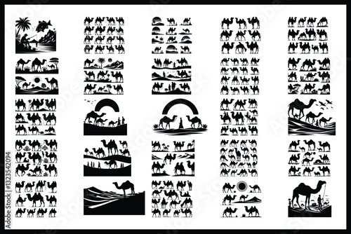 Desert Camel Silhouette Bundle | Arabic Nomadic SVG Pack 