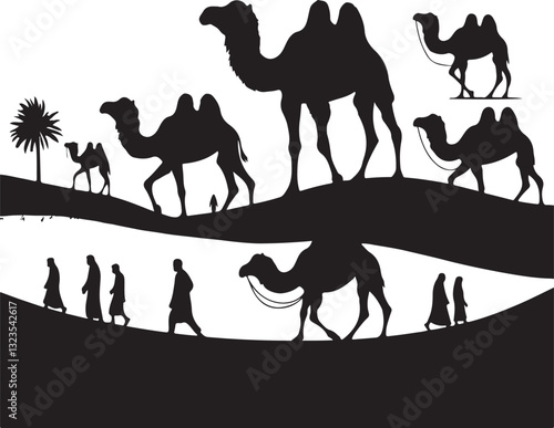 Desert Camel Silhouette Bundle | Arabic Nomadic SVG Pack 