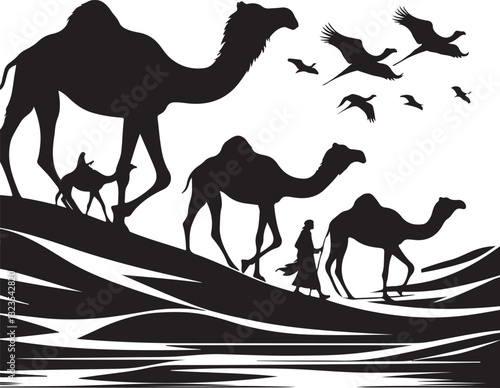 Desert Camel Silhouette Bundle | Arabic Nomadic SVG Pack 