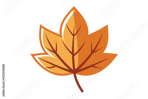 Autumn leaf illustration showcasing vibrant orange hues with detailed veins on a sunny day in a park during the fall season