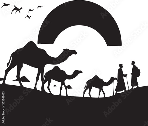 Desert Camel Silhouette Bundle | Arabic Nomadic SVG Pack 