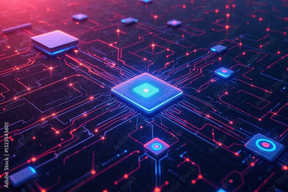 Abstract Representation of a Microprocessor with Neural Network Connections in a Futuristic Digital Landscape, Showcasing Advanced Technology and Artificial Intelligence Concepts Abstract Representation of a Microprocessor with Neural Network Connections in a Futuristic Digital Landscape, Showcasing Advanced Technology and Artificial Intelligence Concepts