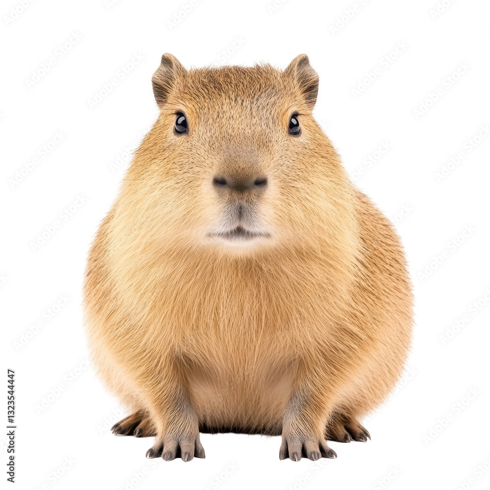 Captivating Capybara: A charming capybara stares directly at the viewer with an engaging expression, presenting a studio shot of this gentle giant. Captivating Capybara: A charming capybara stares directly at the viewer with an engaging expression, presenting a studio shot of this gentle giant.