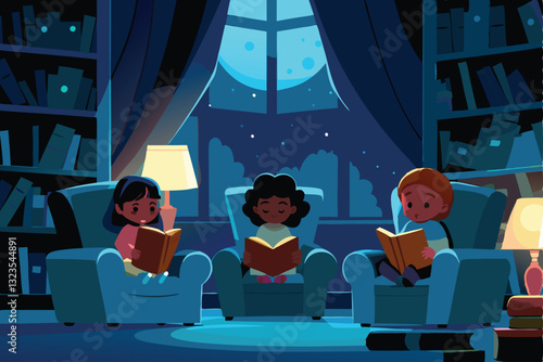 Depict a bustling, warmly lit library hosting a charity event, showcasing happy volunteers, book donations, and attendees browsing.  Focus on a welcoming and community-focused atmosphere.