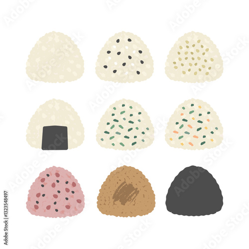 おにぎり　種類　イラストセット