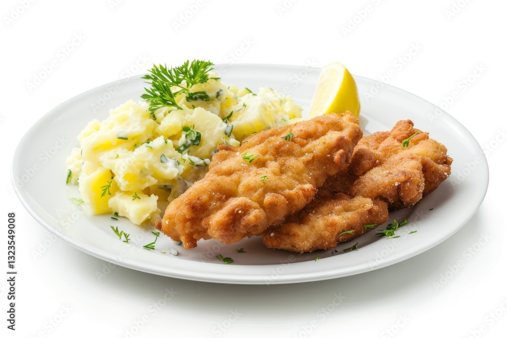Delicious Austrian Schnitzel with Potato Salad Delicious Austrian Schnitzel with Potato Salad