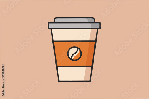 Vector illustration of a modern coffee cup design featuring abstract shapes and colors in a simple, minimalist style