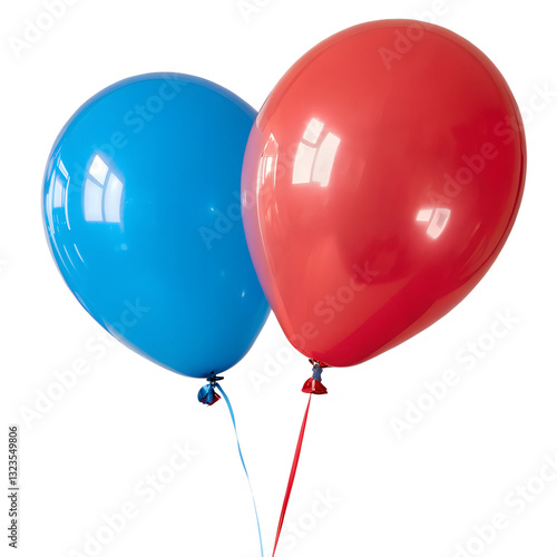 Blue and Red Balloons Floating Isolated on Transparent Background