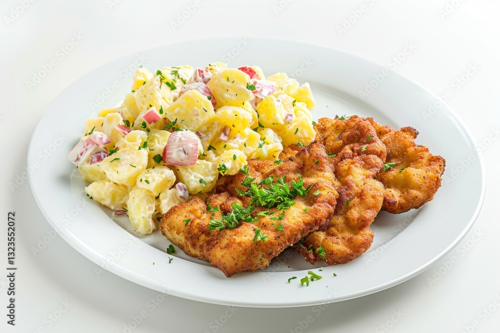 Delicious German Schnitzel and Potato Salad Delicious German Schnitzel and Potato Salad