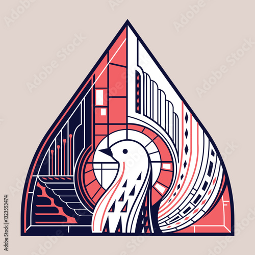Pentecost or Holy Spirit Symbol Dove with Glass Painting for Church Windows and Decoration