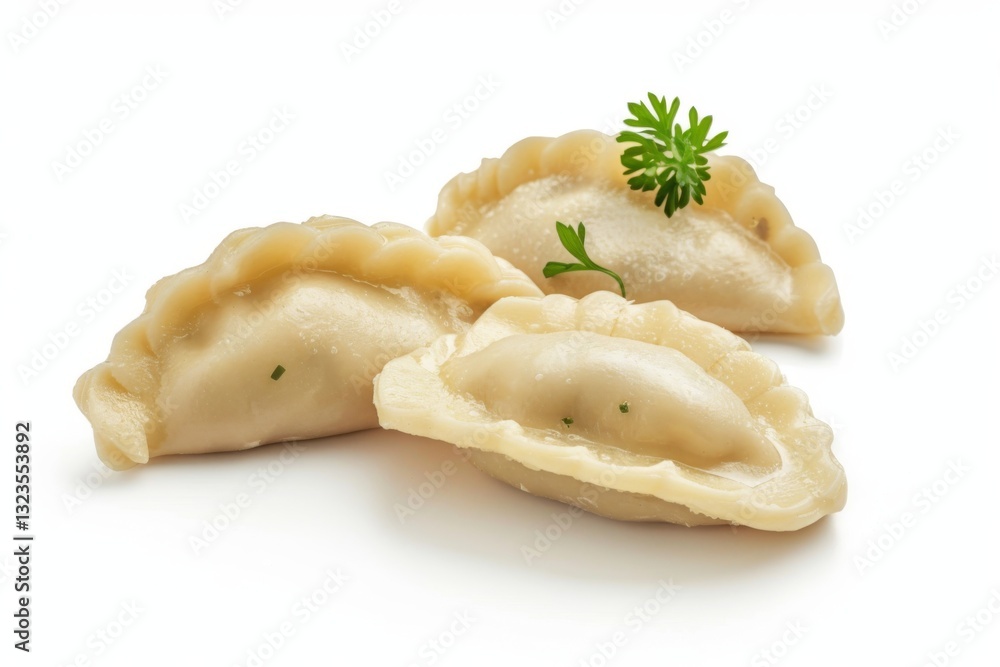 Delicious Polish Pierogi on White Background Delicious Polish Pierogi on White Background