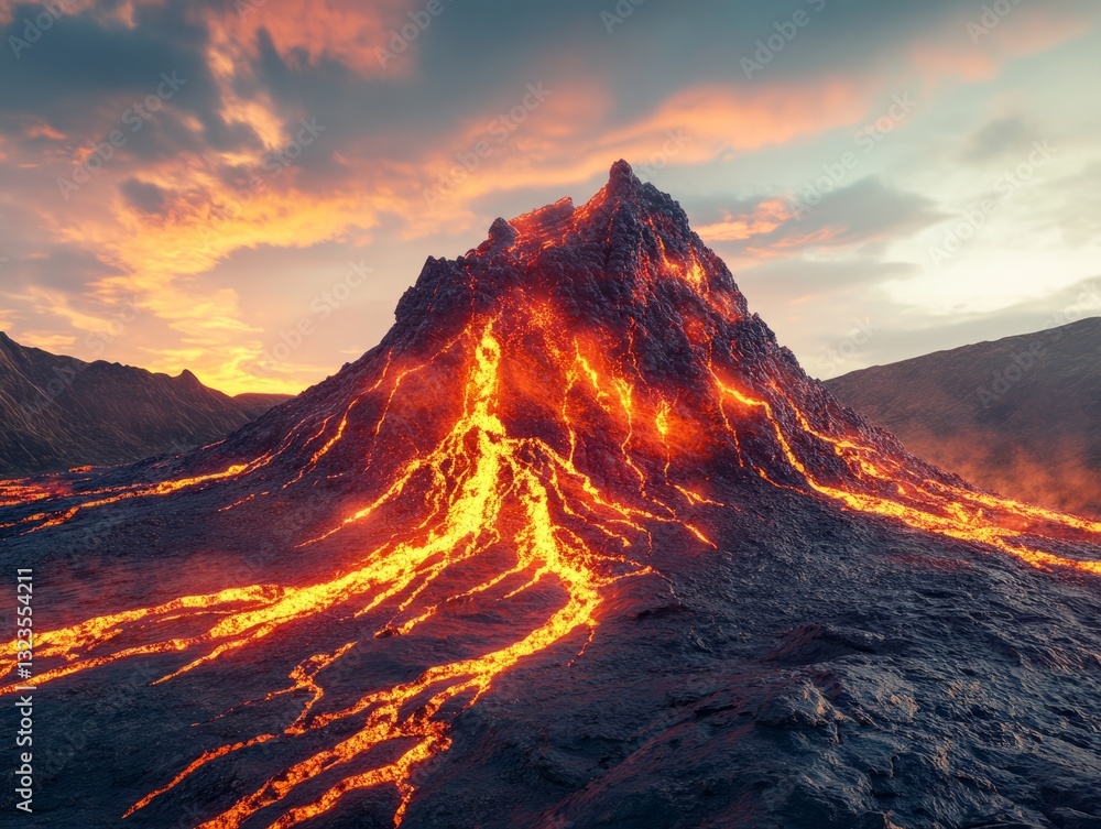 Fototapeta premium FuturisticCyber Futuristic Volcano Overview Patterns