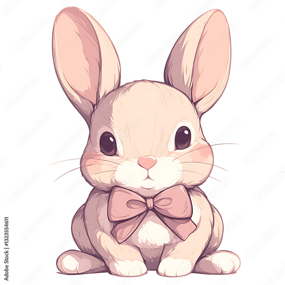 Fototapeta premium Adorable and Playful Rabbit Engaged in Various Activities, Minimalist and Logo-Style Designs illustrator.