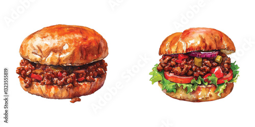 Obraz na płótnie sloppy joes watercolor vector illustration